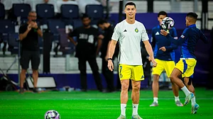 X/AlNassr FC : Al-Nassr skipper Cristiano Ronaldo trains ahead of the Saudi Pro League clash against Al-Hilal.
