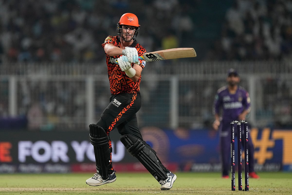  (AP Photo/Bikas Das)
 : Sunrisers Hyderabad's captain Pat Cummins plays a shot during the Indian Premier League cricket match between Kolkata Knight Riders and Sunrisers Hyderabad at Eden Gardens in Kolkata, India, Thursday, April 3, 2025.

