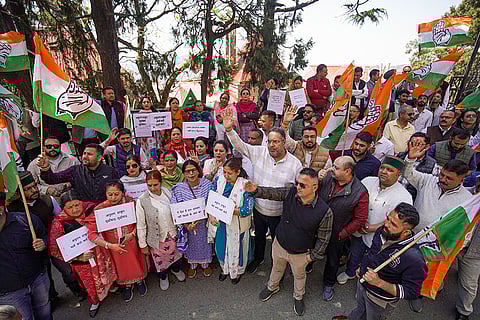 Cong protest against Anurag Thakur