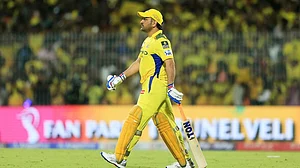 AP/R. Parthibhan : MS Dhoni was joined by his parents at DC vs CSK match.
