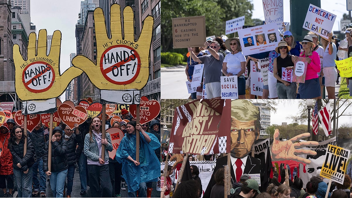 | Photo: AP : Americans Rally Against President Donald Trump, Elon Musk Across 50 States