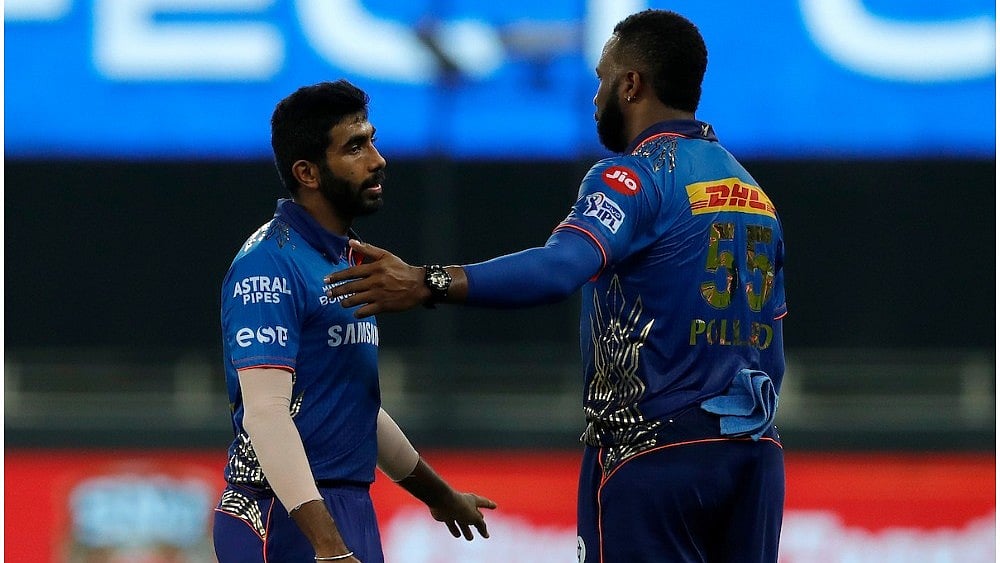 Kieron Pollard had a special welcome in store for Jasprit Bumrah.
