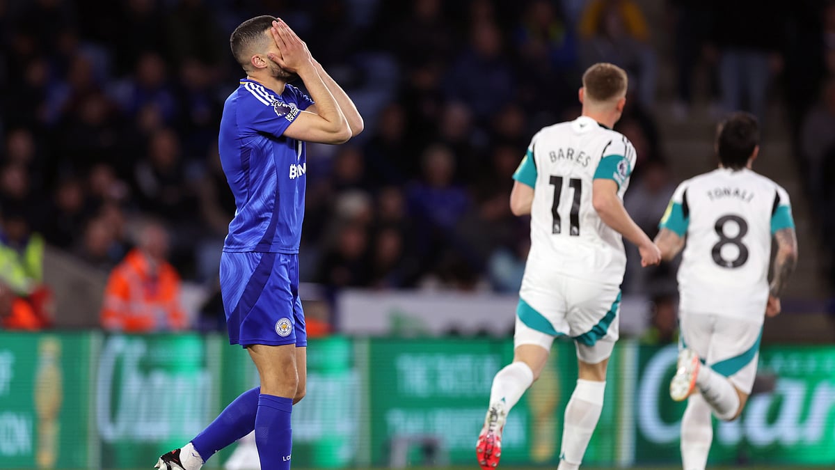 Conor Coady looks dejected during Leicester's loss to Newcastle