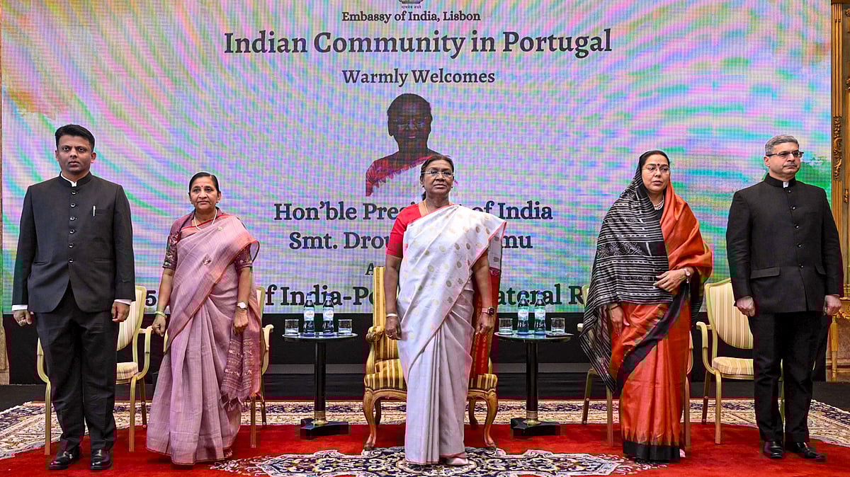 -PTI : President Droupadi Murmu during an event to address the members of Indian Community at a reception hosted by the Ambassador of India to Portugal, in Portugal On April 8