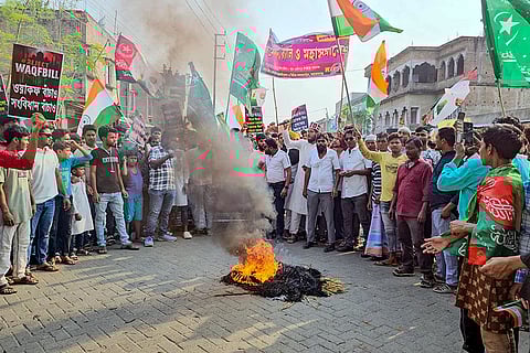 Protest over Waqf Amendment Act in WB's Murshidabad