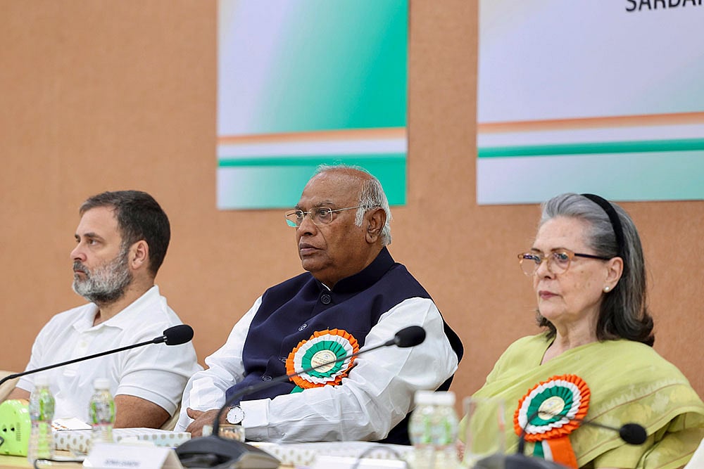 | Photo: @INCIndia via PTI : Congress Working Committee meeting in Ahmedabad