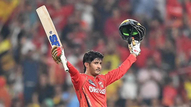 Priyansh Arya celebrates his century