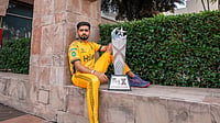 Photo: X | Pakistan Super League : Peshawar Zalmi captain Babar Azam with Pakistan Super League (PSL) trophy.