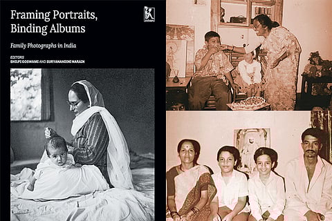 (Left) The book cover of Framing Portraits, Binding Albums; (top right); an image from the series ‘Eat with Great Delight’ by Rajyashri Goody; an image from Ajay Salunkhe라이브 바카라 chapter, ‘My Mother라이브 바카라 Story’
