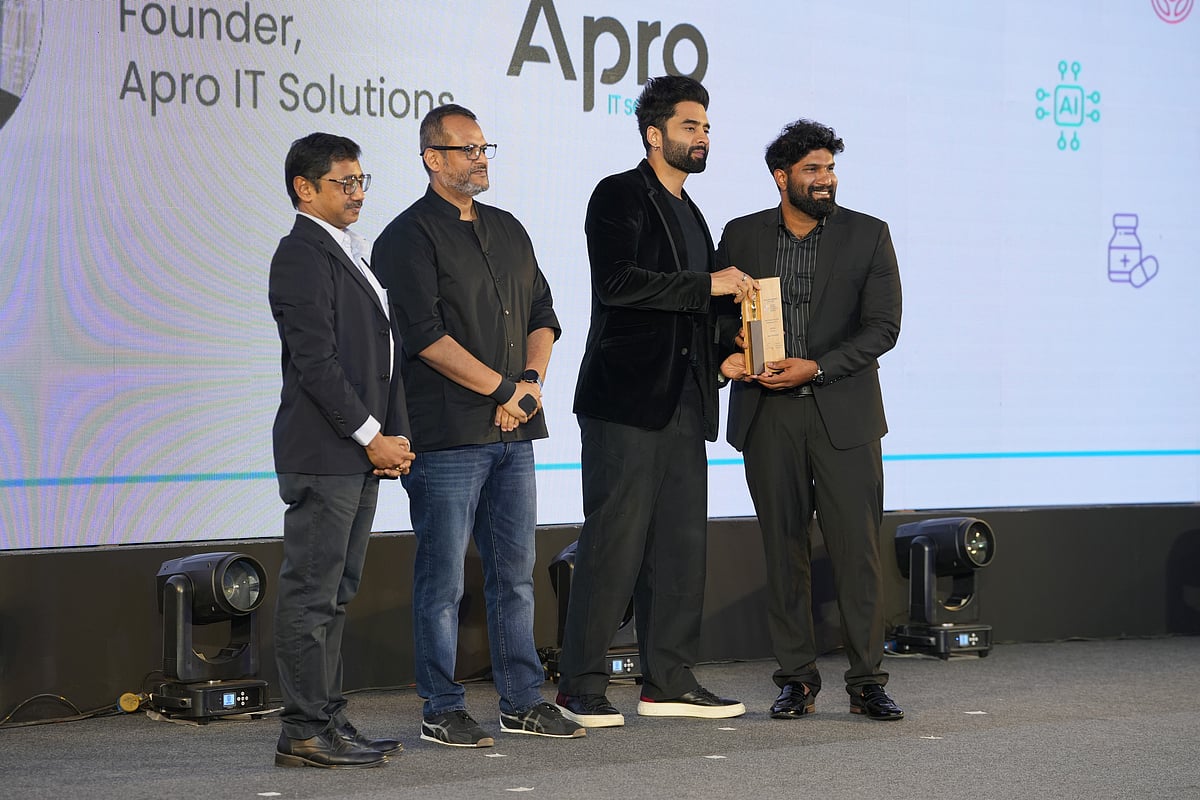 Ajil Siva, founder, Apro IT Solutions Pvt. Ltd. receiving the award