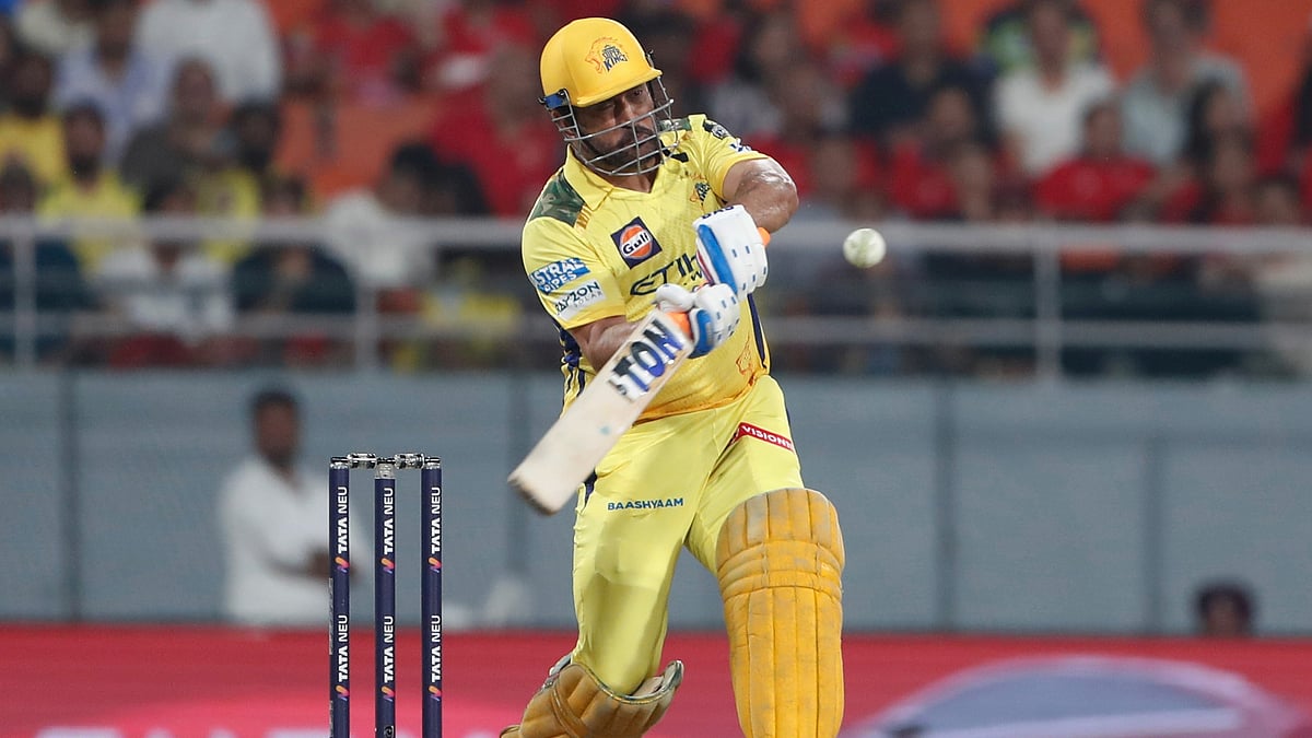 Chennai Super Kings Mahendra Singh Dhoni bats during the IPL 2025. AP