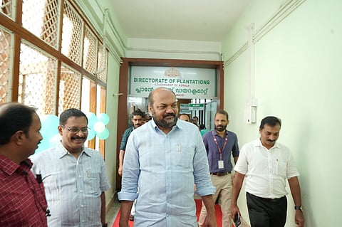 Minister for Industries, Law and Coir, Shri P Rajeeve visiting the office of Plantation Directorate of the Department of Industries and Commerce after its inauguration in Thiruvananthapuram on Thursday.
