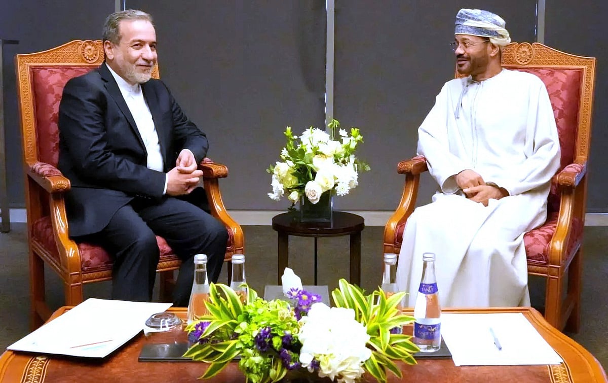 Iranian Foreign Ministry via AP : In this photo released by Iranian Foreign Ministry, Iranian Foreign Minister Abbas Araghchi, left, meets his Omani counterpart Sayyid Badr Albusaidi prior to negotiations with U.S. Mideast envoy Steve Witkoff in Muscat, Oman, Saturday, April 12, 2025. 