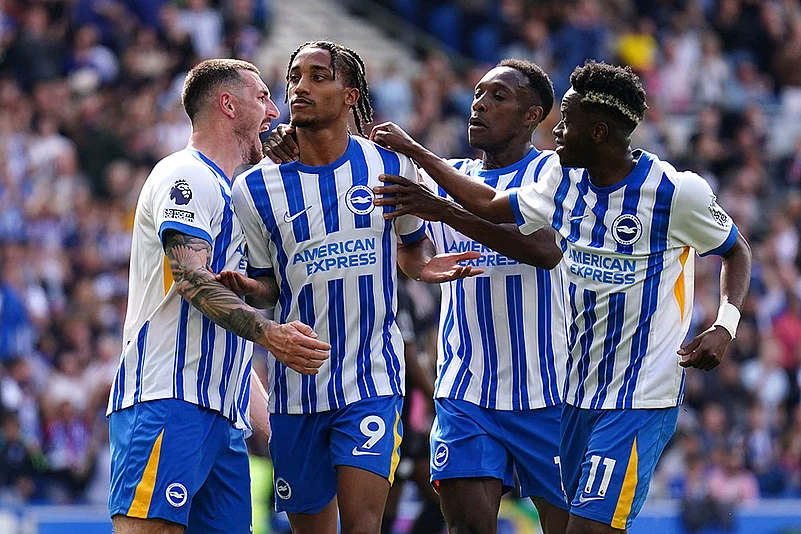 Britain Soccer Premier League Brighton and Hove Albion vs Leicester City: Joao Pedro