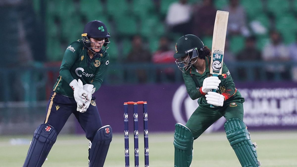 Photo: X/Cricket Ireland : Action from the Bangladesh innings against Ireland in the ICC Women's World Cup Qualifier match in Lahore.
