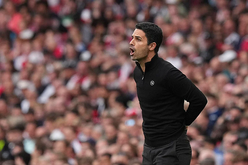 Britain Soccer Premier League Arsenal vs Brentford: Mikel Arteta