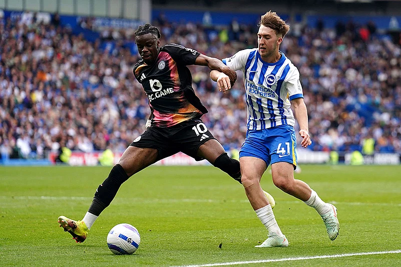 Britain Soccer Premier League Brighton and Hove Albion vs Leicester City: Stephy Mavididi