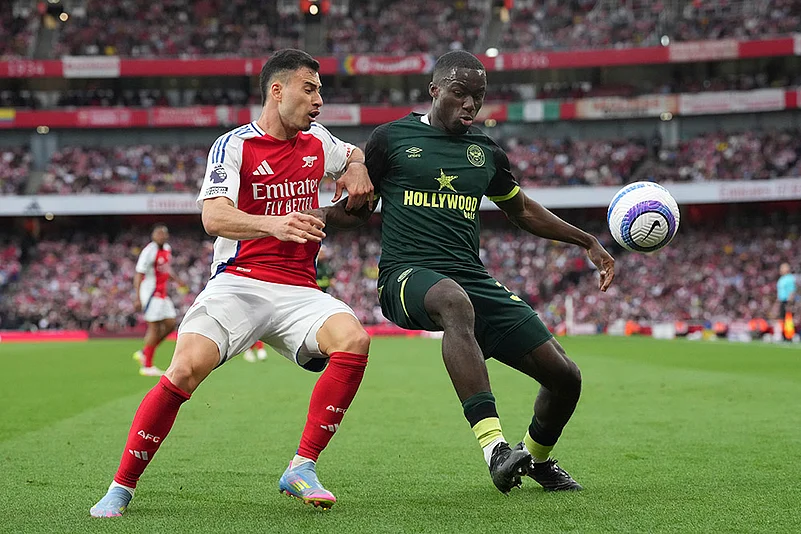 Britain Soccer Premier League Arsenal vs Brentford: Gabriel Martinelli