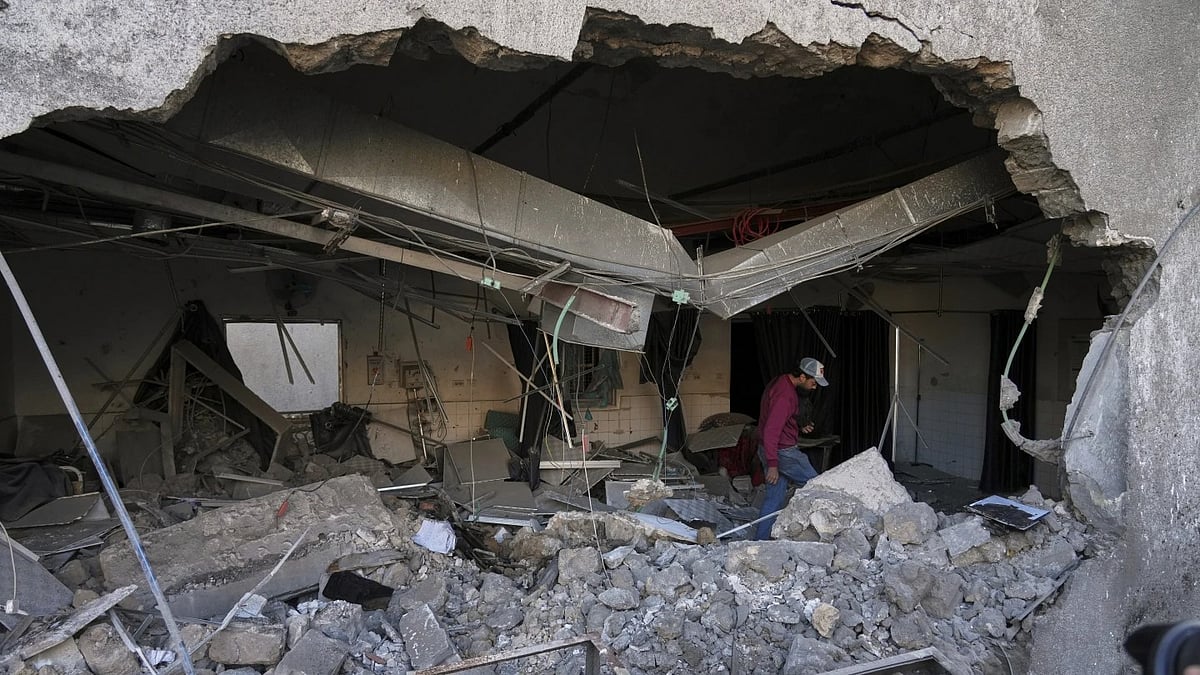 | Pic- AP Photo/Jehad Alshrafi : The outpatient and laboratory wards of the Al-Ahli Arab Baptist hospital are seen after being hit by an Israeli army strike late Saturday, following a warning issued by the army to evacuate patients, in Gaza City, Sunday, April 13, 2025.