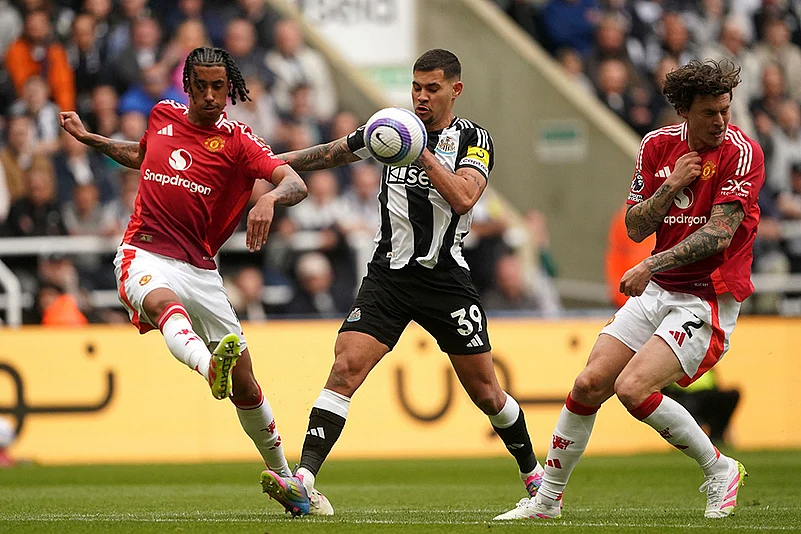 Britain Soccer Premier League Newcastle United and Manchester United: Leny Yoro