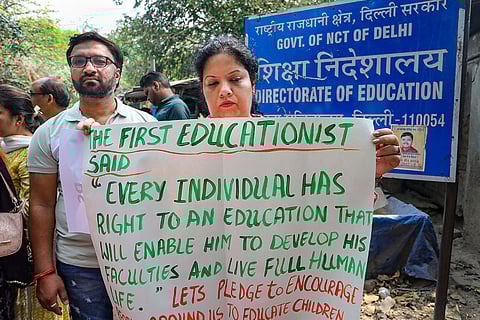 Parents' protest in Delhi