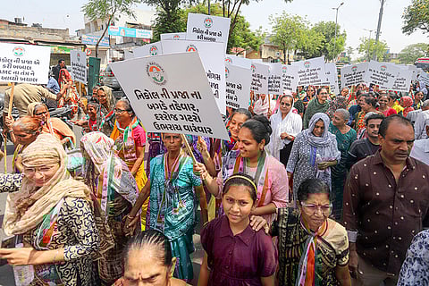 LoP in AMC, others protest in Ahmedabad