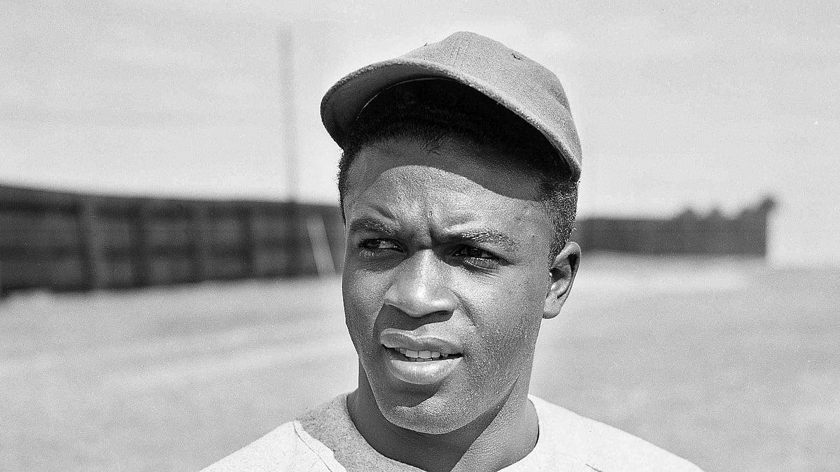 AP Photo/Bill Chaplis, File : Baseball Player Jackie Robinson with the Montreal Royals club at Sanford, Fla., on March 4, 1946.