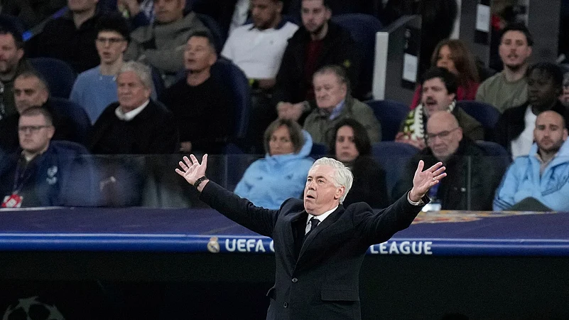 Carlo Ancelotti Real Madrid vs Arsenal UEFA Champions League 2024-25 Santiago Bernabeu AP Photo