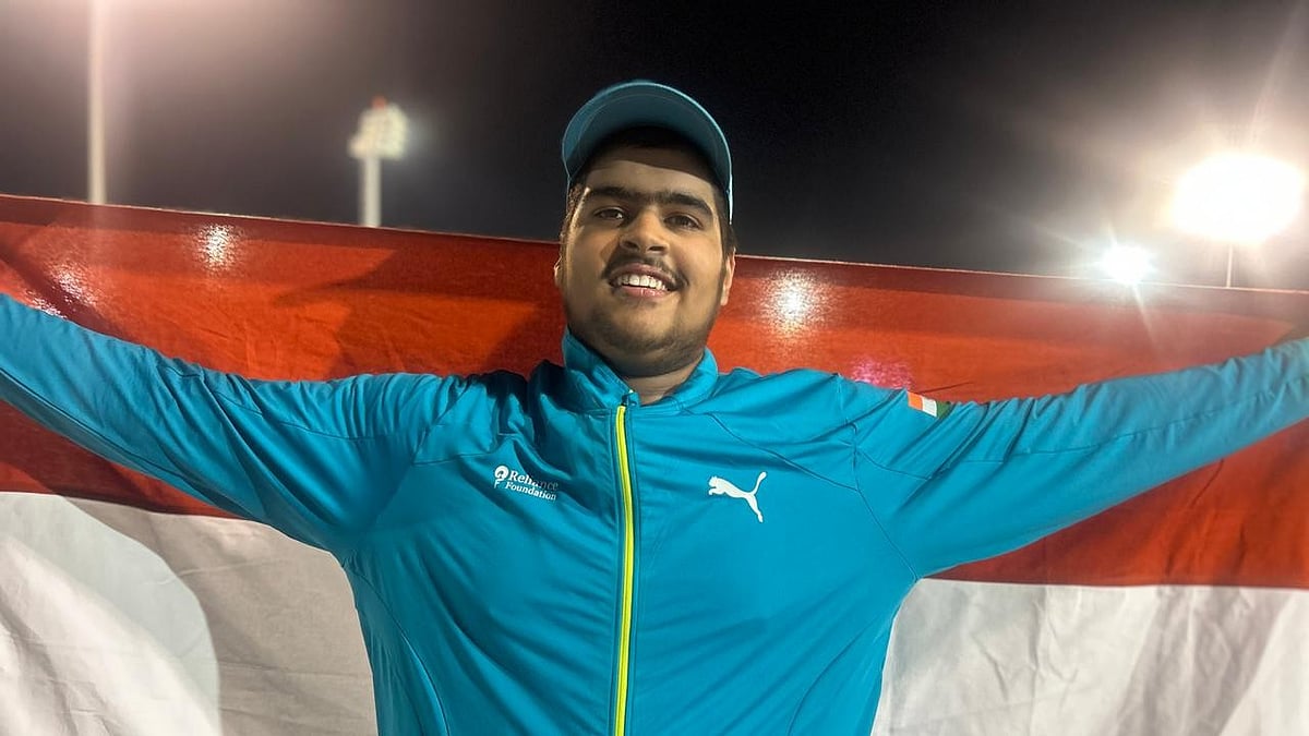 Photo: X | Athletics Federation Of India : Indian shot putter Nishchay after winning silver medal at the Asian U-18 Athletics Championship in Dammam, Saudi Arabia.