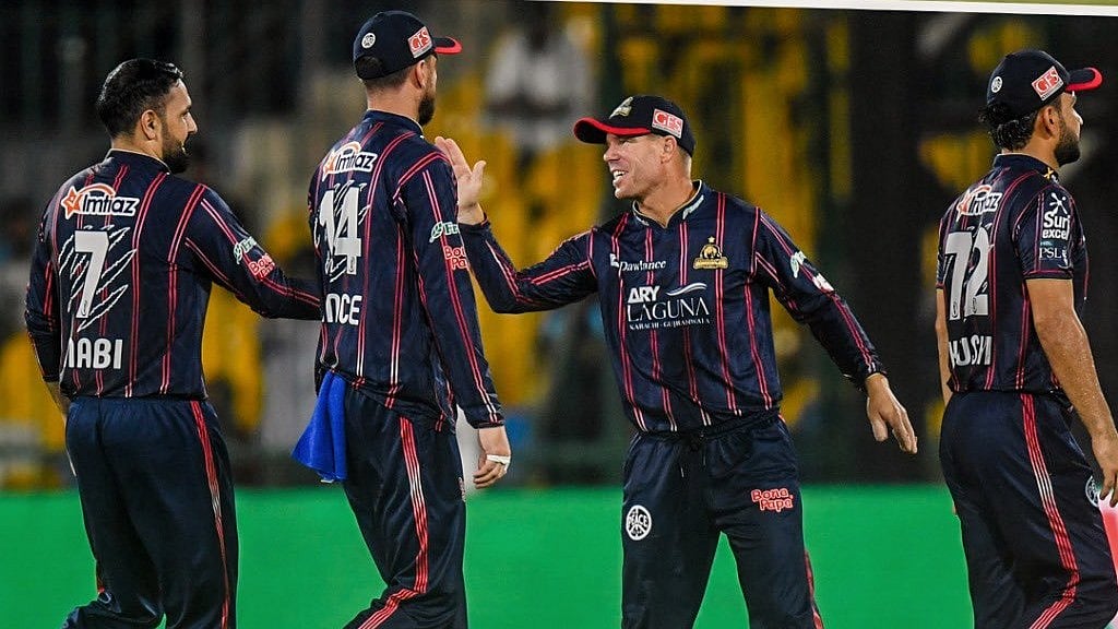 Photo: X/Pakistan Super League : Karachi Kings celebrate a Quetta Gladiators wicket.