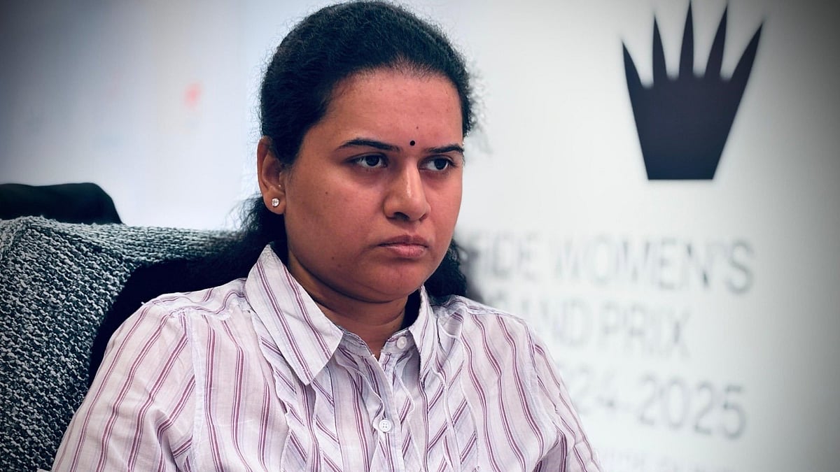 Photo: X | Nitin Narang : Indian GM Koneru Humpy during the FIDE Women's Grand Prix 2025 in Pune.