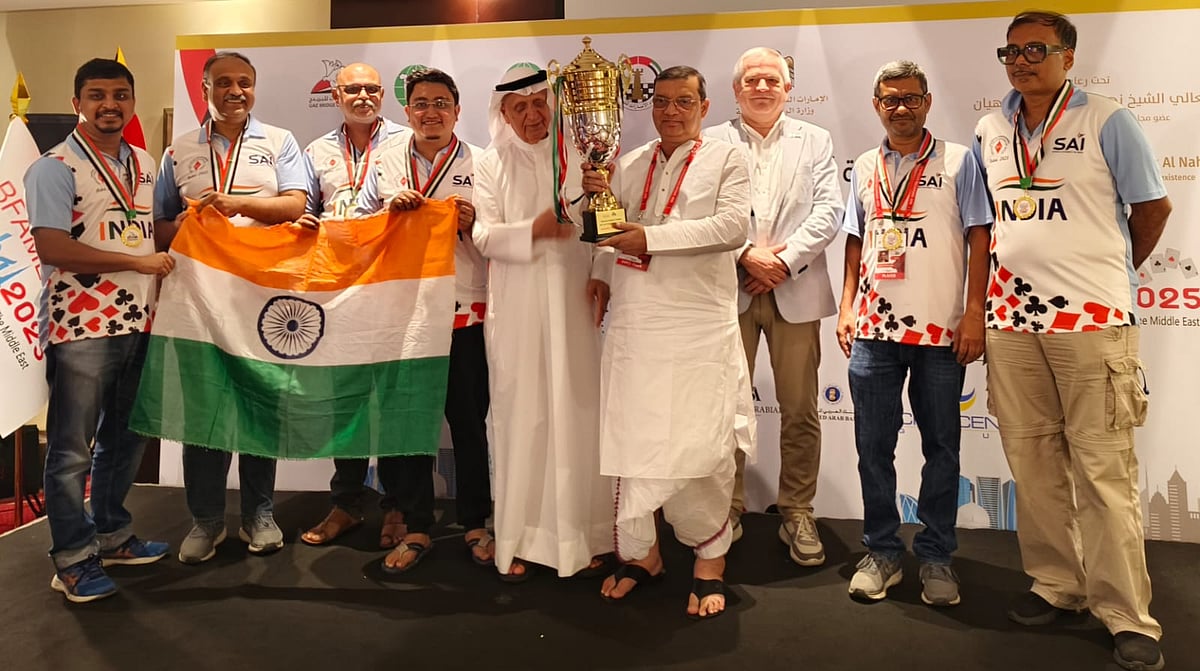 Photo: Special Arrangement : Indian contingent with the trophy and medals of BFAME Championships 2025.