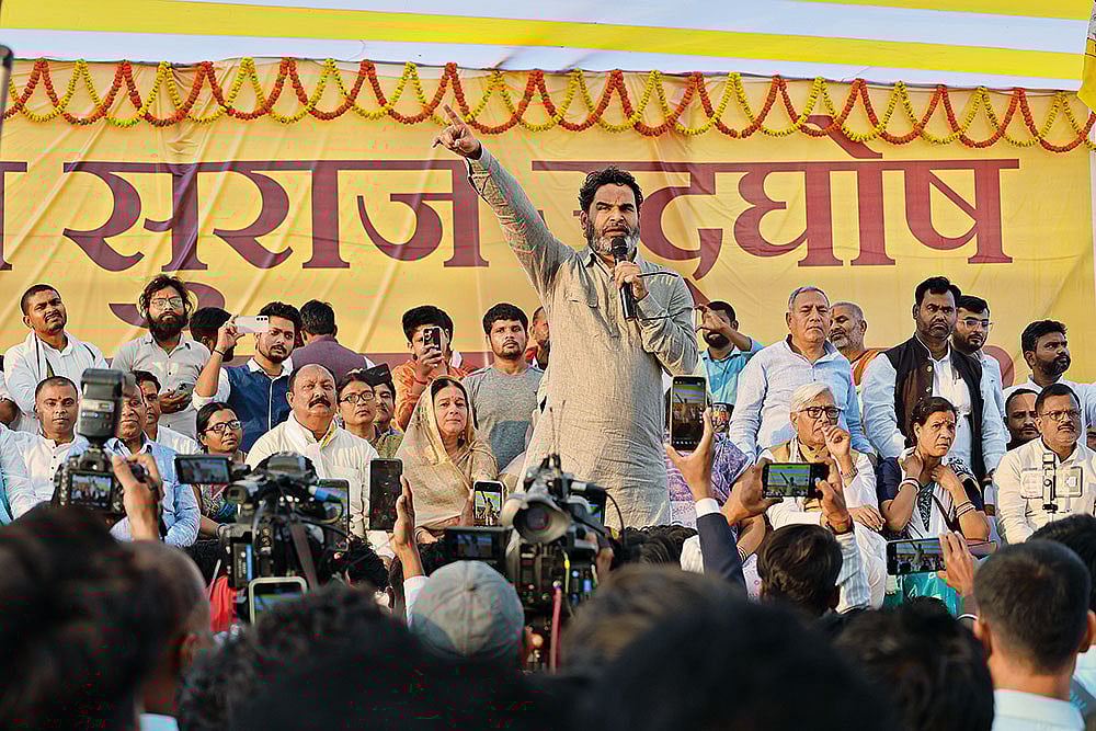 | Photo: Ranjan Rahi : A Game Changer?: Prashant Kishor addressing a rally in Samastipur, Bihar, during his Jan Suraaj ‘Udghosh Yatra’ 