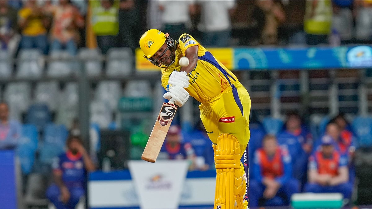 AP Photo/Rajanish Kakade : Chennai Super Kings' Ayush Mhatre plays a shot during the Indian Premier League cricket match between Mumbai Indians and Chennai Super Kings at Wankhede Stadium in Mumbai.