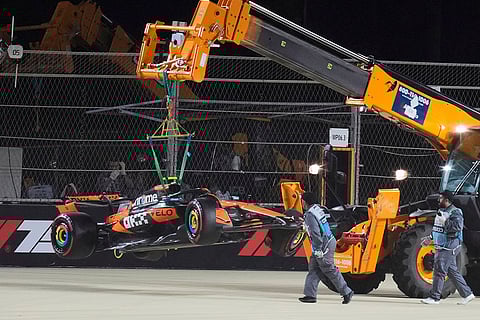 Saudi Arabian Grand Prix F1 Qualifying session: Lando Norris' car is carried out of the track