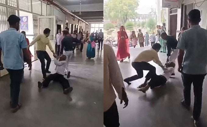 Screengrab from the video : Udhavlal Joshi had brought his sick wife for treatment of a stomach vein disorder. He said they were waiting in line like many others when a doctor suddenly confronted them.