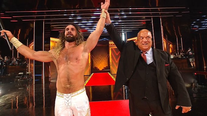 X/WWE : Seth Rollins with Paul Heyman after winning WrestleMania 41 first night main event.