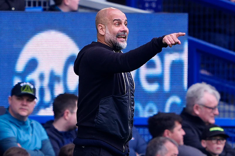 Britain Soccer Premier League Everton Vs Manchester City: Pep Guardiola