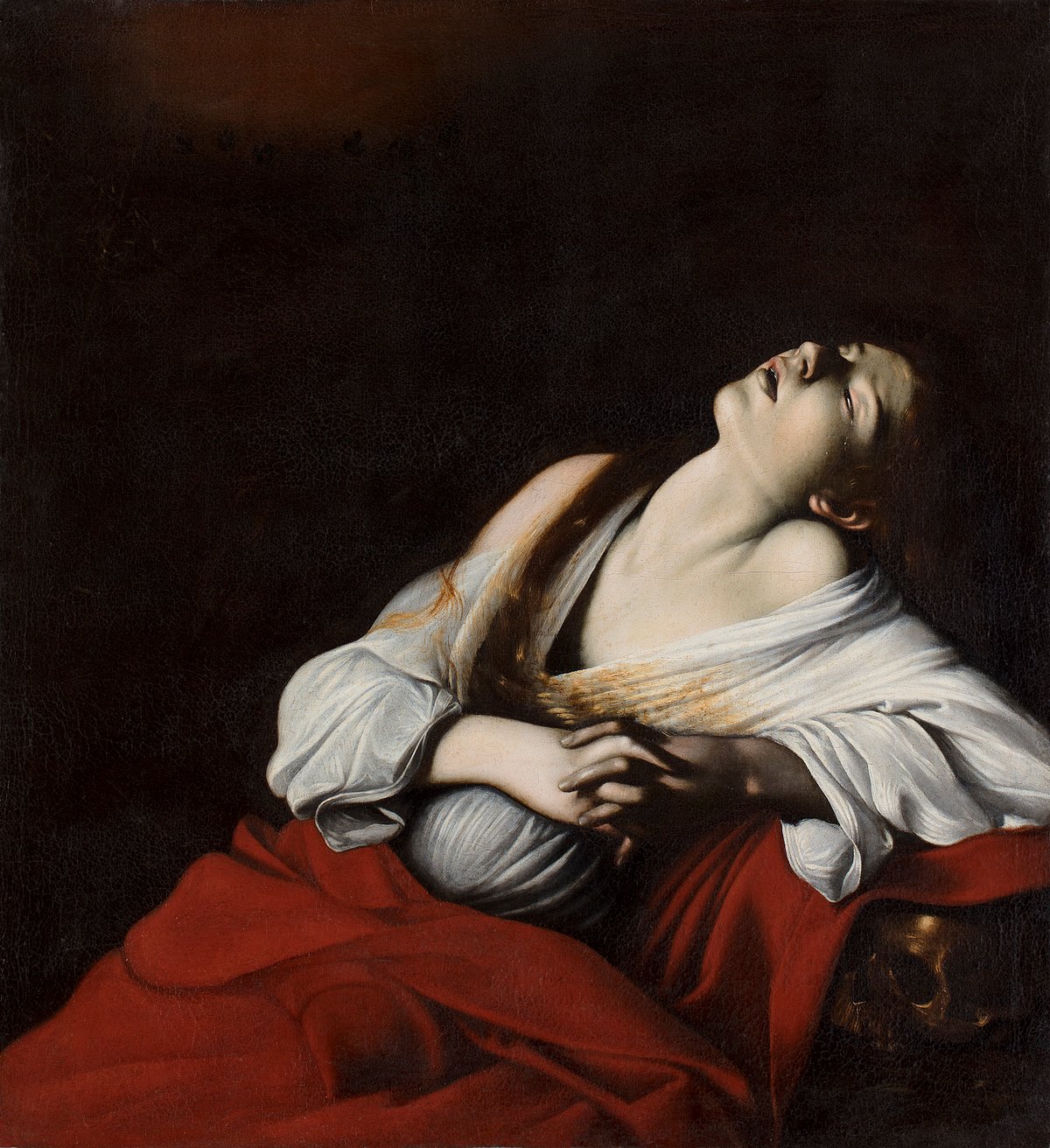Caravaggio, Mary Magdalene in Ecstasy (1606), 40.75 in × 36 in. Oil on Canvas  - @M.LOMBARD
