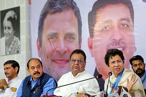 Kumari Selja addresses media