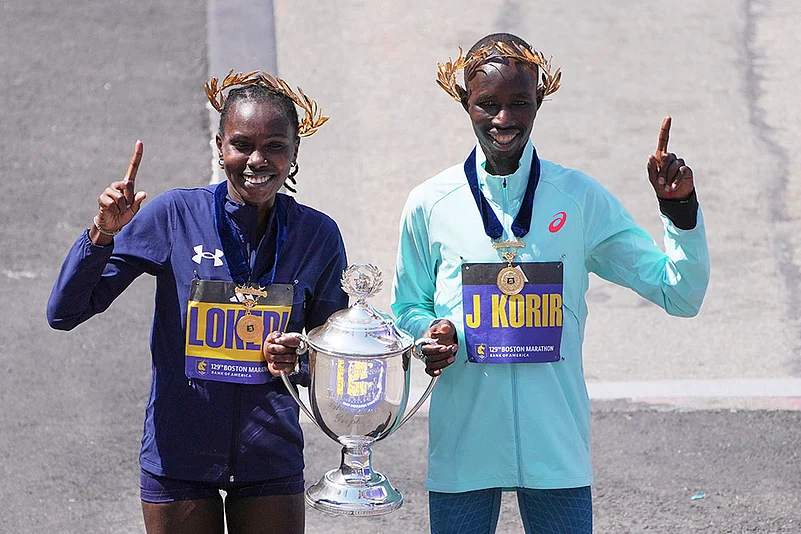 Boston Marathon 2025 Race_John Korir and Sharon Lokedi