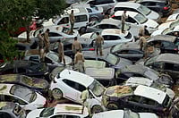 AFP : Soldiers search wrecked cars after flooding in Valencia, Spain, on November 8, 2024