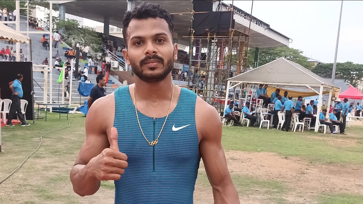 Photo: X | Athletics Federation Of India : Indian 100m runner Pranav Pramod at the Federation Cup 2025 in Kochi.
