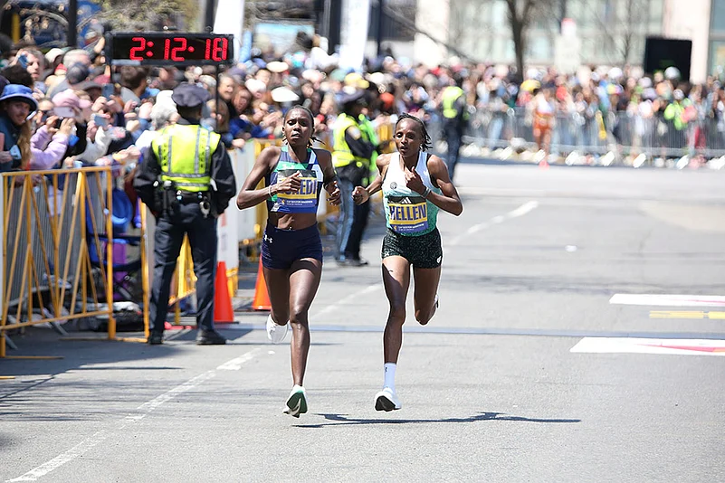 Boston Marathon 2025 Race_Sharon Lokedi and Hellen Obiri