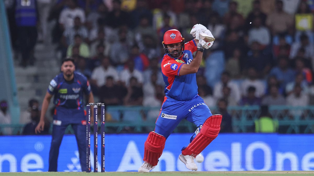 AP Photo : Delhi Capitals' Karun Nair plays a shot during the Indian Premier League cricket match between Lucknow Super Giants and Delhi Capitals at Atal Bihari Vajpayee Ekana Cricket Stadium in Lucknow.