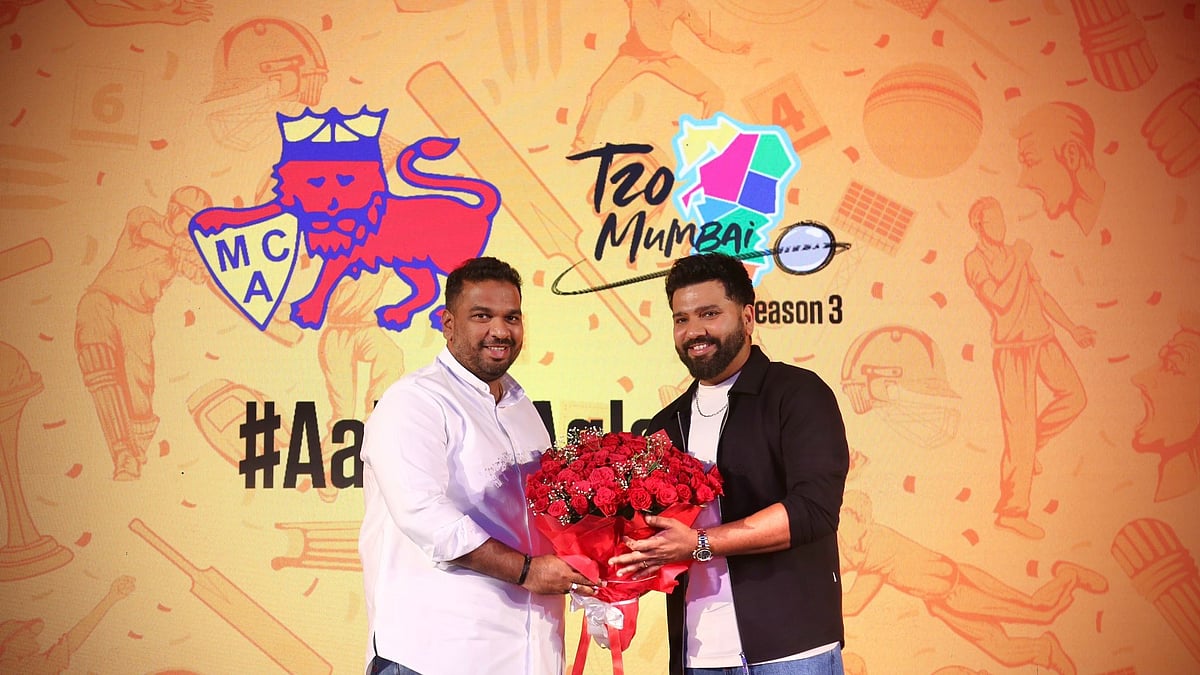 MCA President Ajinkya Naik with India's ODI and Test captain Rohit Sharma. - Photo: X | Ajinkya Naik