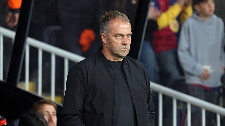 Hansi Flick during Barcelona's 1-0 win over Mallorca - null