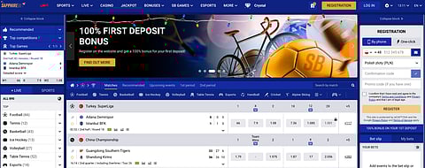 SapphireBet homepage
