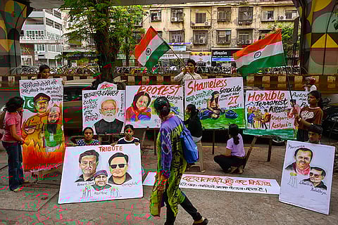 Protest against terror attack in J&K's Pahalgam