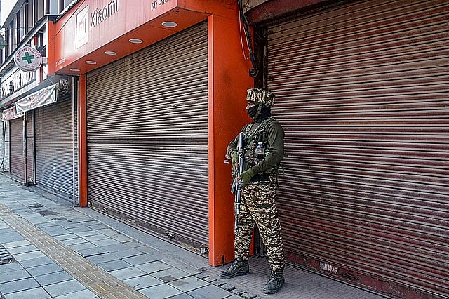 A deserted road of Pahalgam after militant attack killed 26 people.  - PTI